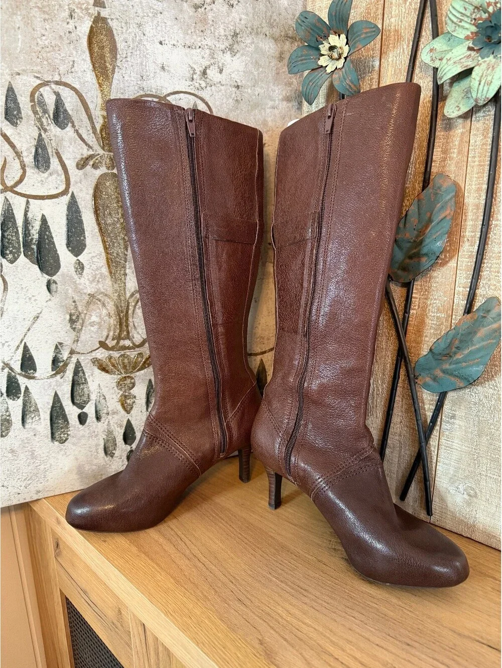 Rockport Women’s 7.5 Brown Leather Knee High Boots w/ Heels